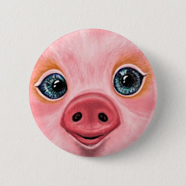 Süßer Ferkel-Knopf Button (Vorderseite)