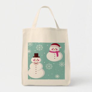 Süßer festlicher Winter rosa frostiger Schneemann Tragetasche