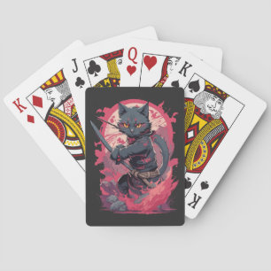 Süßer Feuer-Splash-Schwarzer-Ninja-Katzen-Krieger Spielkarten