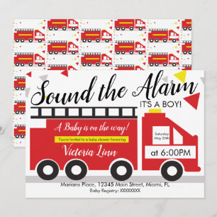 Süßer Feuerwehrwagen Baby Shower Konfetti  Einladung