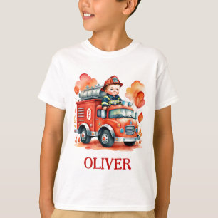 Süßer Feuerwehrwagen und Feuerwehrmann T-Shirt