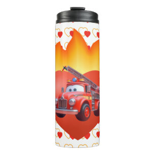 Süßer Feuerwehrwagen Valentinstag Thermosbecher