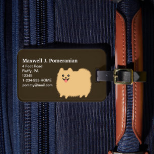Süßer flauschiger Pomeranian mit anpassbarem Text Gepäckanhänger