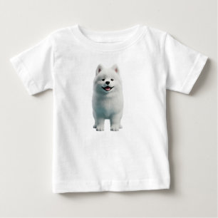 Süßer flauschiger weißer Samojede-Hund 3D-Illustra Baby T-shirt