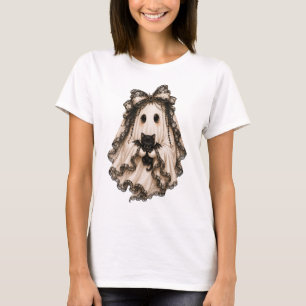 Süßer Flirt-Geist mit Katze Halloween T-Shirt