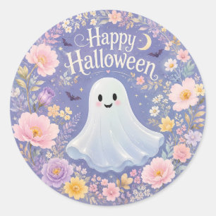 Süßer floraler Halloween-Geist-Charm Runder Aufkleber