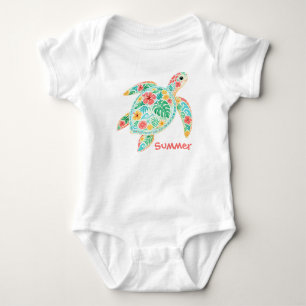 Süßer floraler Meeresschildkröten-Babymoverall Baby Strampler