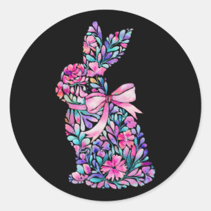Süßer floraler Osterhase Coquette Schleife Frauen Runder Aufkleber