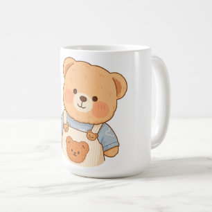 Süßer Fluffiger Teddybär-Aufkleber – Adorable Kawa Kaffeetasse