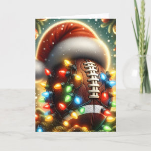 Süßer Football in Lichterkette Weihnachten