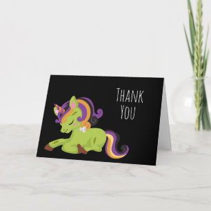 Süßer Frankenstein Einhorn Halloween Dankeschön Karte