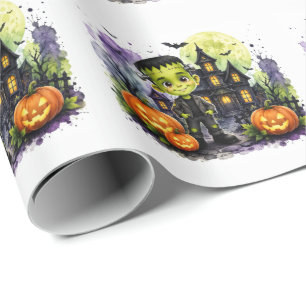 Süßer Frankenstein-Junge Halloween-Geburtstagsfeie Geschenkpapier