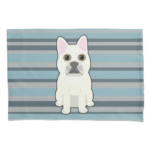 Süßer Französische Bulldogge Blau Gestreift Kissenbezug