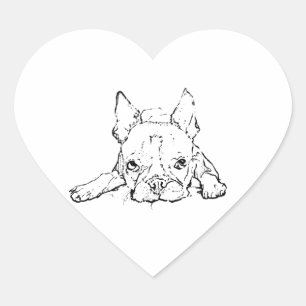 Süßer Französische Bulldogge, Frenchie Ich denke a Herz-Aufkleber