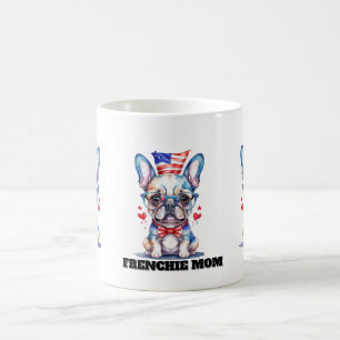 Süßer Französischer Bulldogge Amerikanische Flagge Kaffeetasse