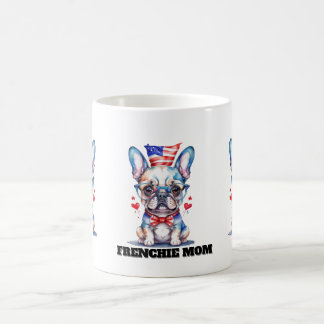 Süßer Französischer Bulldogge Amerikanische Flagge Kaffeetasse