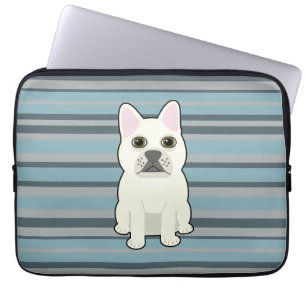 Süßer Französischer Bulldogge Blau Gestreift Laptopschutzhülle