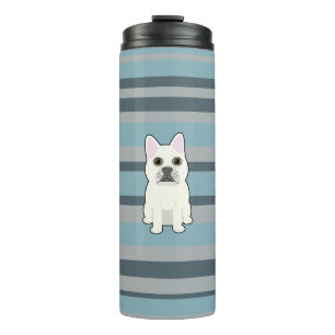Süßer Französischer Bulldogge Blau Gestreift Thermosbecher