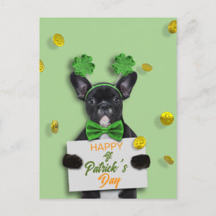 Süßer Französischer Bulldogge Frohen St. Patrick's Postkarte