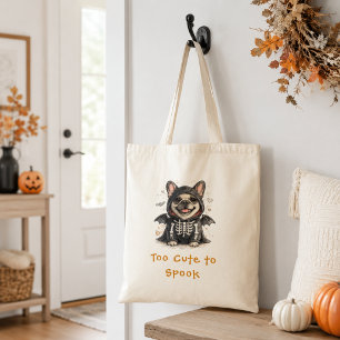 Süßer französischer Bulldogge Halloween-Skelett-Sc Tragetasche