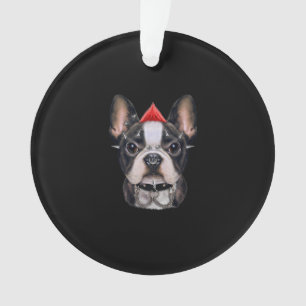 Süßer französischer Bulldogge im Punk-Rock-Stil Ge Ornament