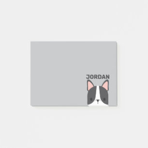 Süßer Französischer Bulldogge mit personalisiertem Post-it Klebezettel