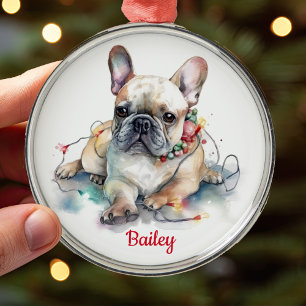 Süßer französischer Französische Bulldogge Weihnac Ornament Aus Metall