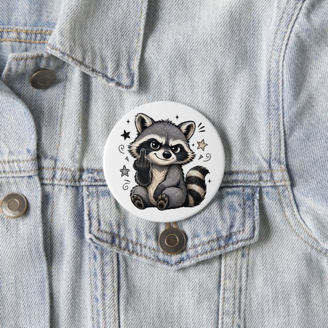 Süßer frecher Waschbär mit Haltung Button (Beispiel)
