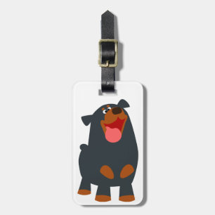 Süßer freundlicher Cartoon-Rottweiler-Gepäckanhäng Gepäckanhänger