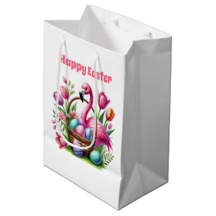 Süßer Frohe Ostern rosa Flamingo Mittlere Geschenktüte