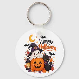 Süßer Froher Halloween-Geist Kürbis Schwarze Katze Schlüsselanhänger