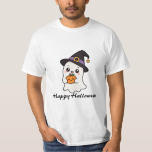 Süßer fröhlicher Halloween-Geist mit Kürbis T-Shirt