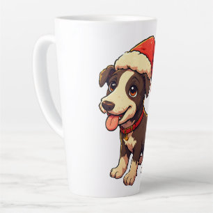 Süßer fröhlicher Weihnachtshund mit Santa-Hut Milchtasse