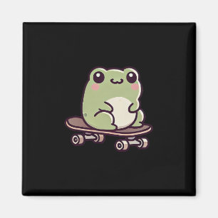 Süßer Frosch auf einem Skateboard Lustiges Skatebo Magnet