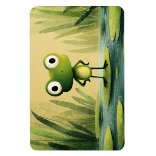 Süßer Frosch auf Seerosenblatt – Whimsische Cartoo Magnet
