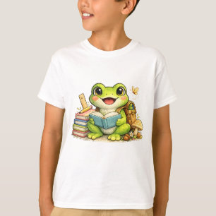 Süßer Frosch beim Lesen - Zurück zur Schule T-Shirt