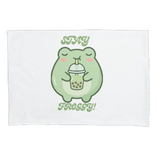 Süßer Frosch Bubble Tea Kissenbezug – Kawaii Frosc