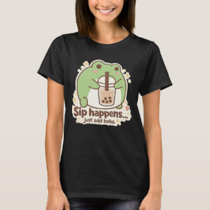 Süßer FROSCH, der Bubble Tea trinkt, Boba-Tee T-Shirt