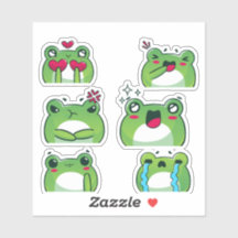 Süßer Frosch-Emoji-Reaktionsgesicht-Vinyl-Aufklebe