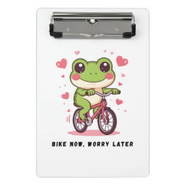 Süßer Frosch fährt Fahrrad | Lustiges Froschliebha Mini Klemmbrett