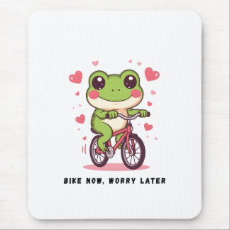 Süßer Frosch fährt Fahrrad | Lustiges Froschliebha Mousepad