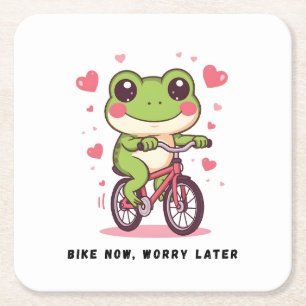 Süßer Frosch fährt Fahrrad Lustiges Froschliebha Rechteckiger Pappuntersetzer