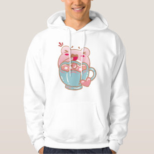 Süßer Frosch genießt einen Gourmet-Becher Hoodie