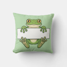 Süßer Frosch hält leere Schautafel Cartoon