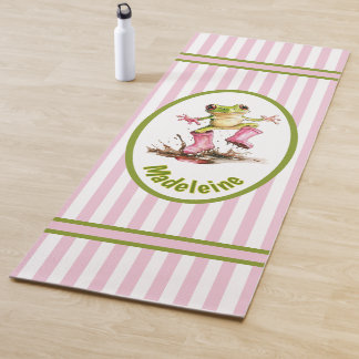 Süßer Frosch in rosa Regenstiefeln Monogramm gestr Yogamatte