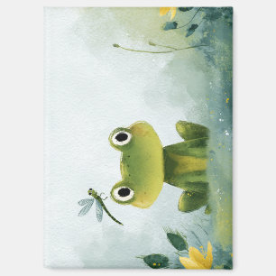 Süßer Frosch & Libelle – Sanfte Naturillustration Magnet