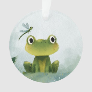 Süßer Frosch & Libelle – Sanfte Naturillustration Ornament