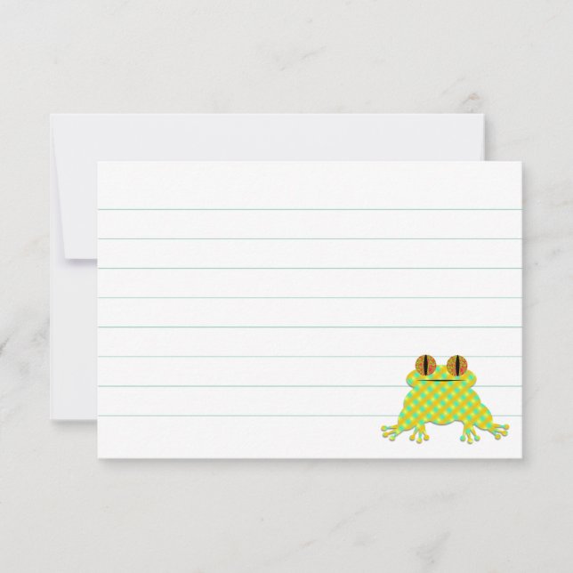 Süßer Frosch Lined Custom Mitteilungskarte (Vorderseite)