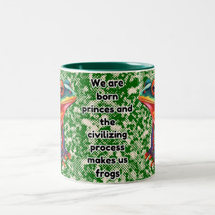 Süßer Frosch mit Cartoon-Frosch-Design für Froschl Zweifarbige Tasse