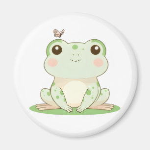 Süßer Frosch mit Schmetterling - süßes Naturdesign Magnet